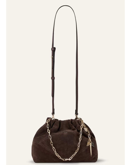 Suede Mini June Tote in Chocolate by BA&SH