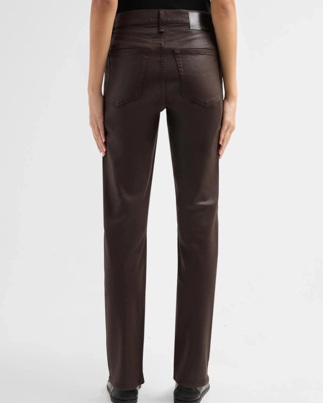 Flexi Wren Mid Rise Slim Jeans in Coated Brown by Rag & Bone