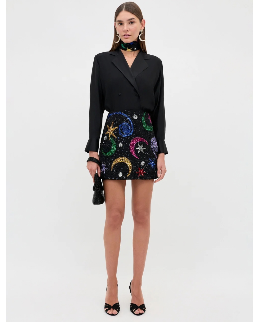 Minna Skirt in Starry Moon Embellishment Black by RIXO