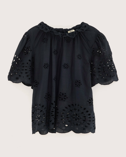 Darlene Short Sleeve Blouse in Black by Bellerose