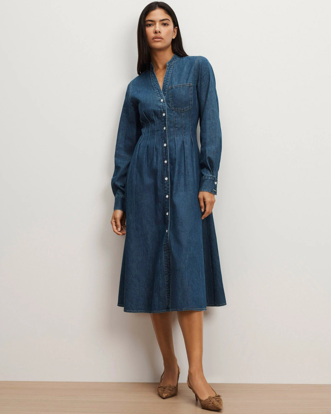 Arcadia Midi Denim Shirt Dress by Veronica Beard