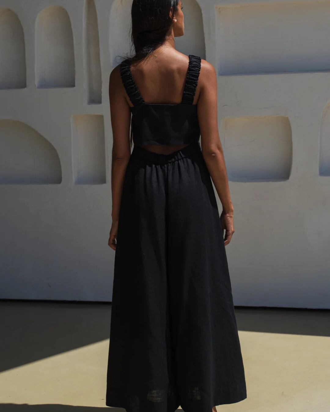 Keely Linen Jumpsuit in Black by Lilly Pilly