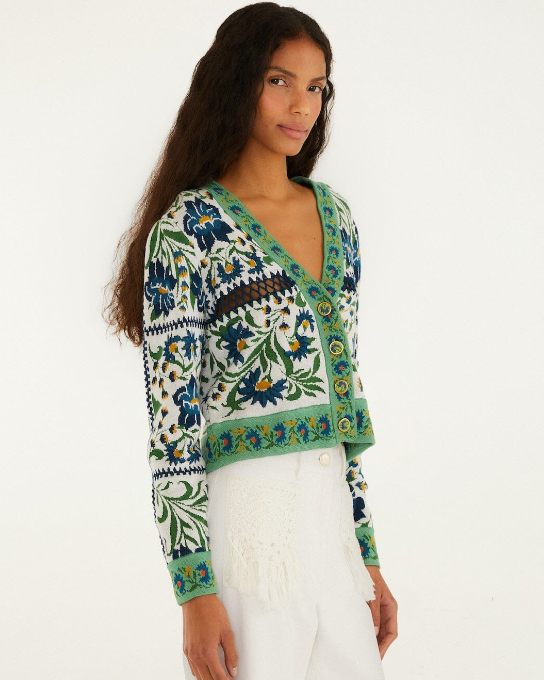Manoela Knit Cardigan in Off White by FARM Rio