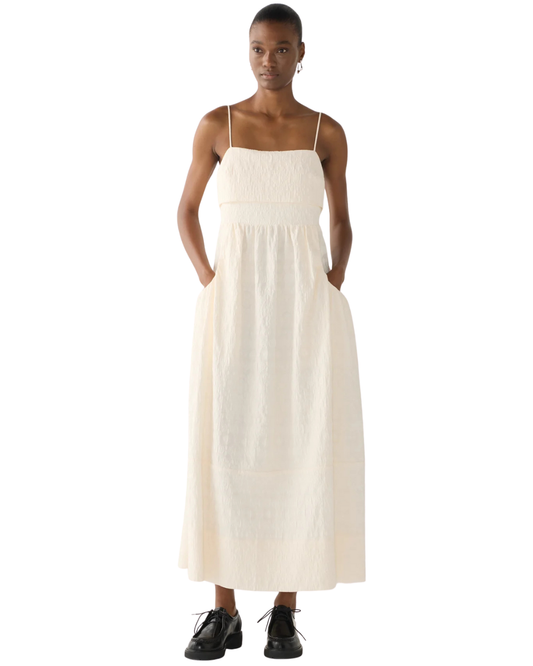 Nicole Dress in Off White Jacquard by Foemina