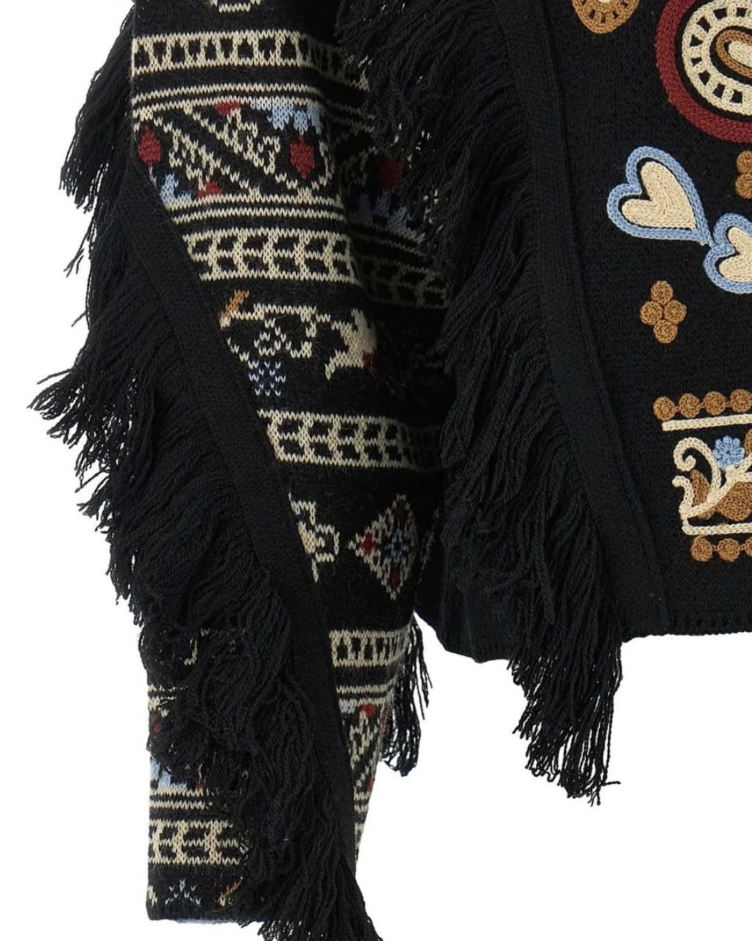 Love Paisley Cornelli Knit Fringe Sweater in Black by Farm Rio