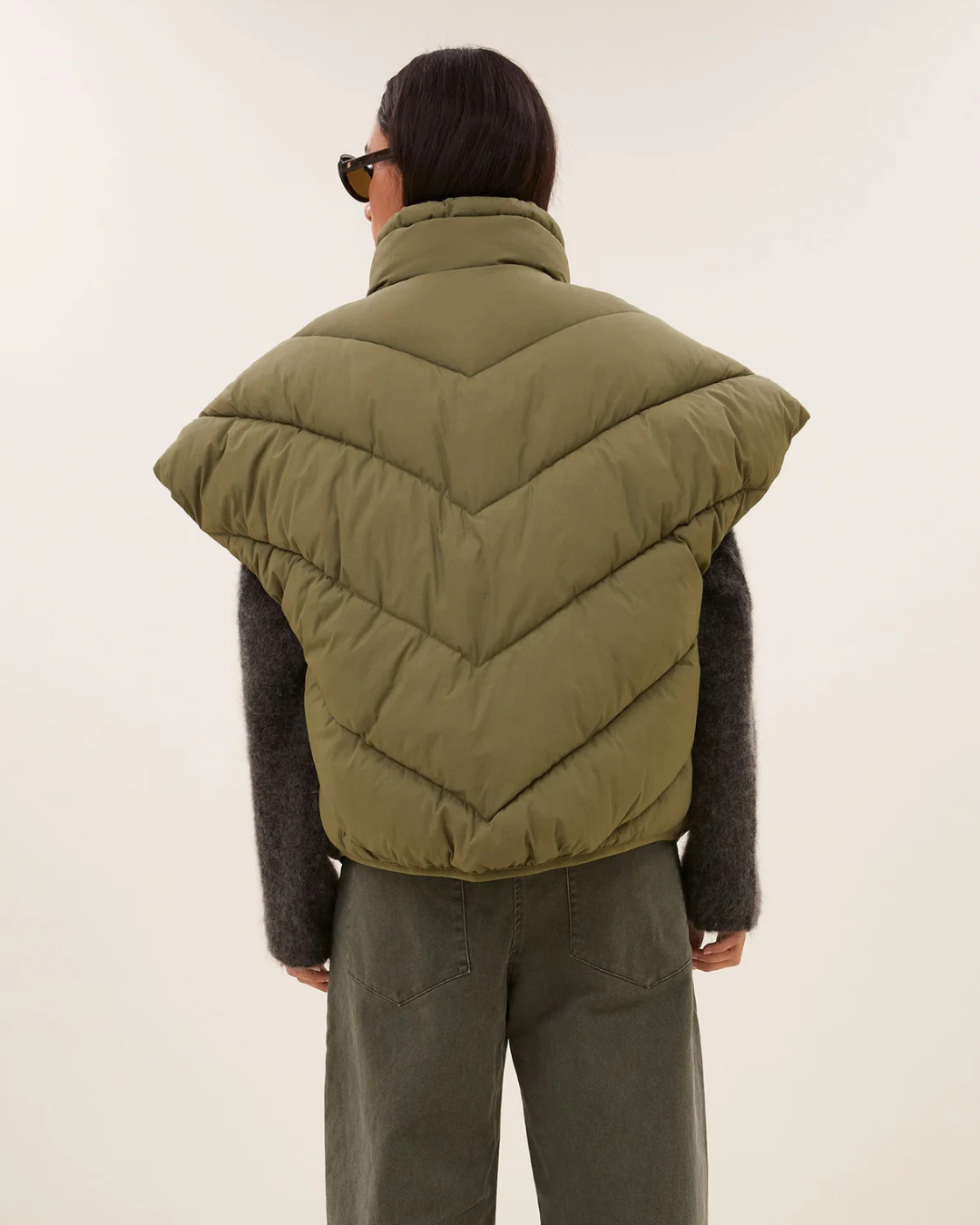 Franky Sleeveless Jacket in Olive by by-bar