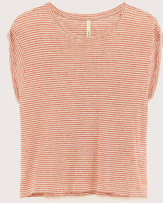 Vlyn Crewneck Tee in Red Stripe by Bellerose