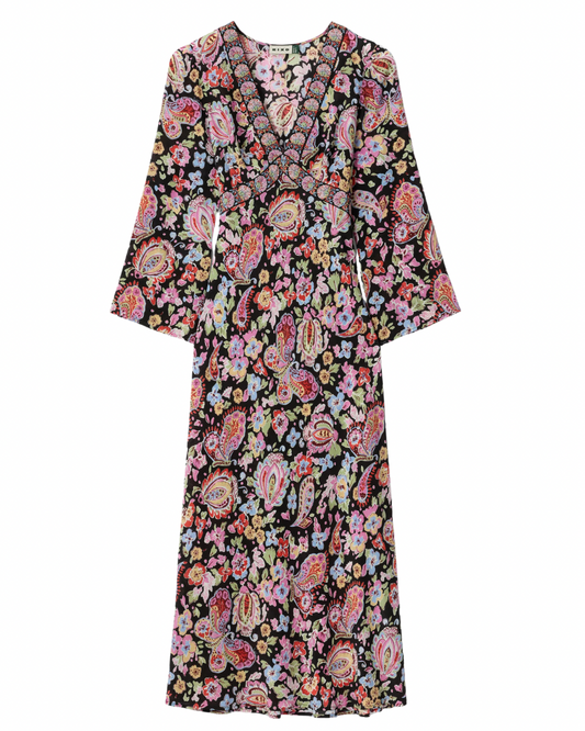 Tania Dress in Cara Floral Black by RIXO