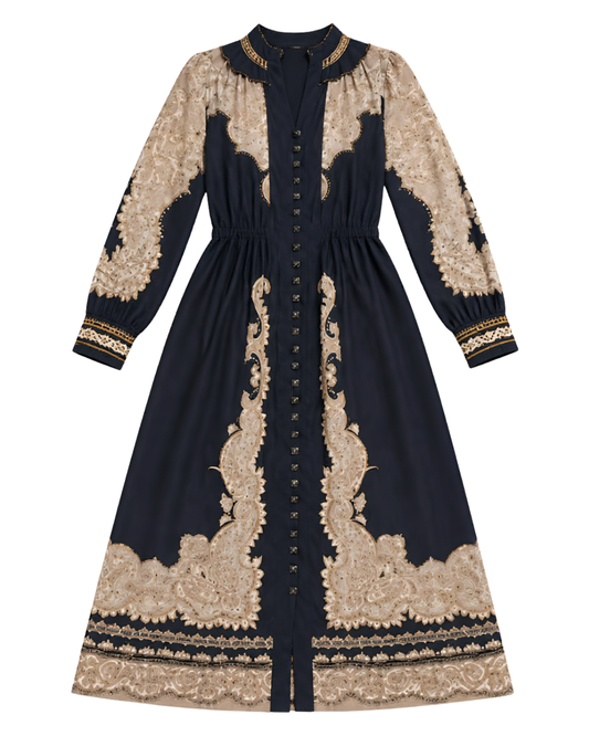 Lumi Dress in Onyx Black with Vanilla by Scarlett Poppies