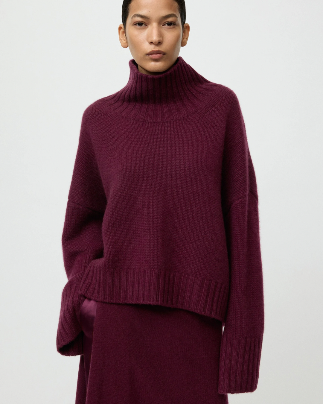 Girlfriend Turtleneck in Bordeaux by Soft Goat