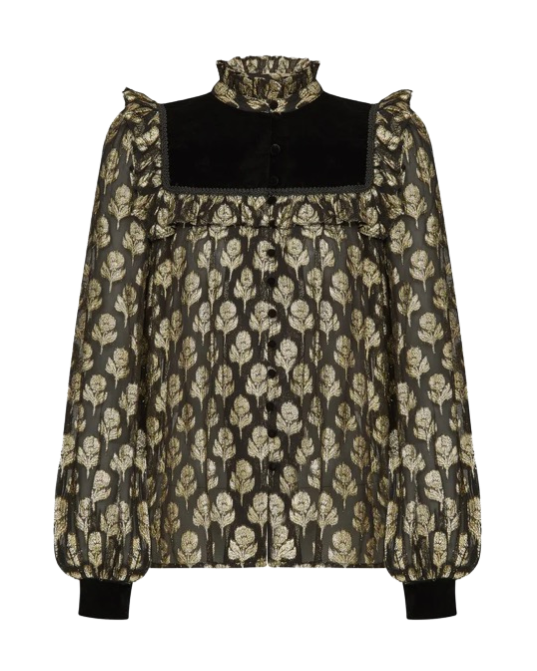 Star Blouse in Black & Gold by Queens of Archive