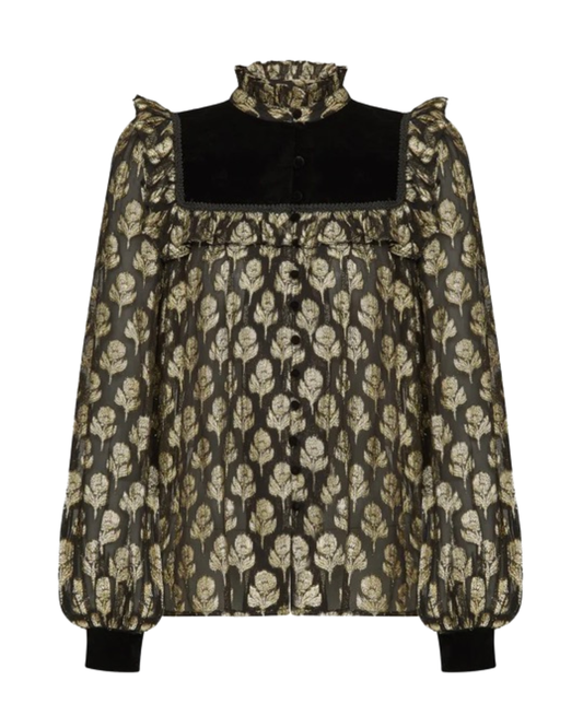 Star Blouse in Black & Gold by Queens of Archive