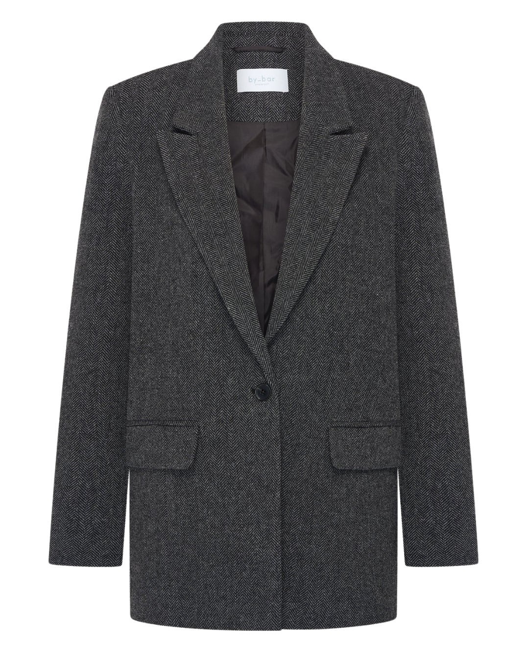 Nes Herringbone Blazer in Dark Grey Melee by by-bar