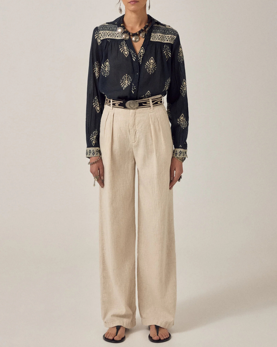 Marina Pant in Rustic Linen by Maison Hotel