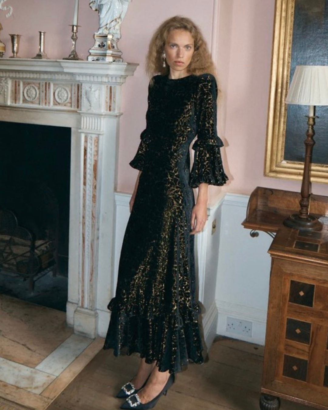 Chiara Dress in Black & Gold by Queens of Archive