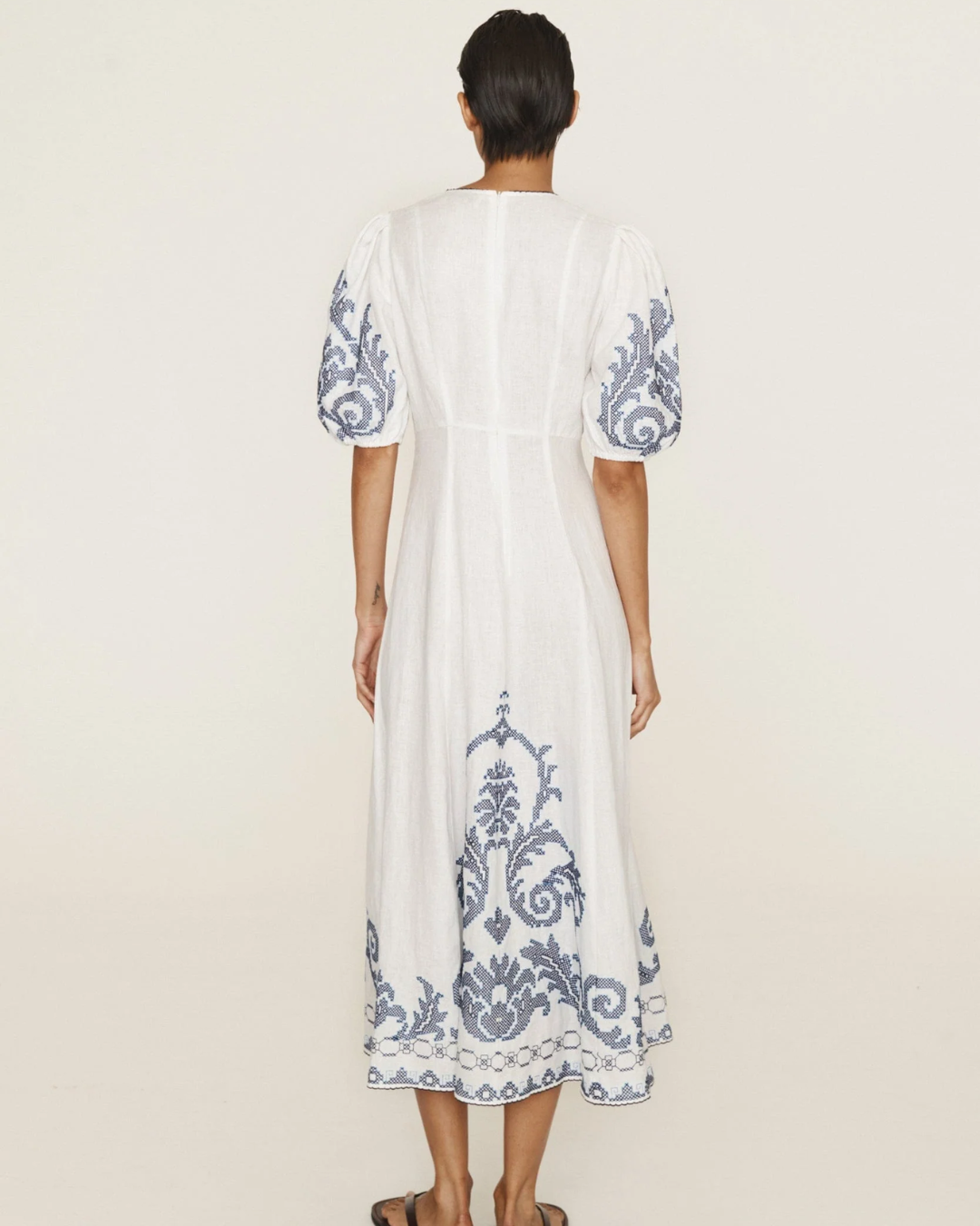 Hazel Embroidered Midi Dress by Alemais