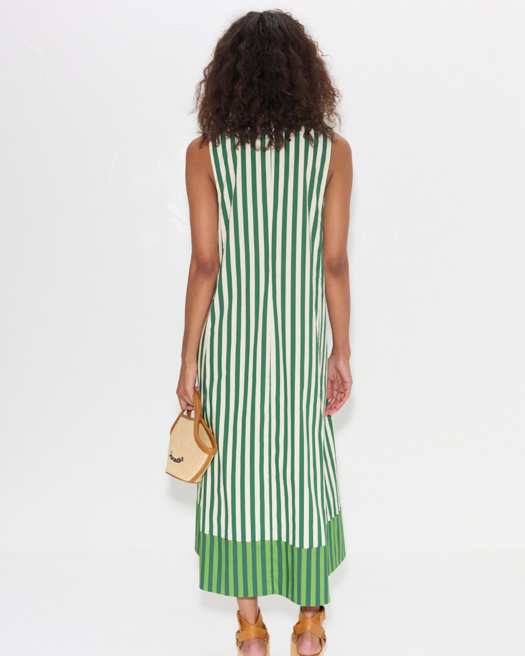 Mar Polin Dress in Green Stripe by Simon Miller