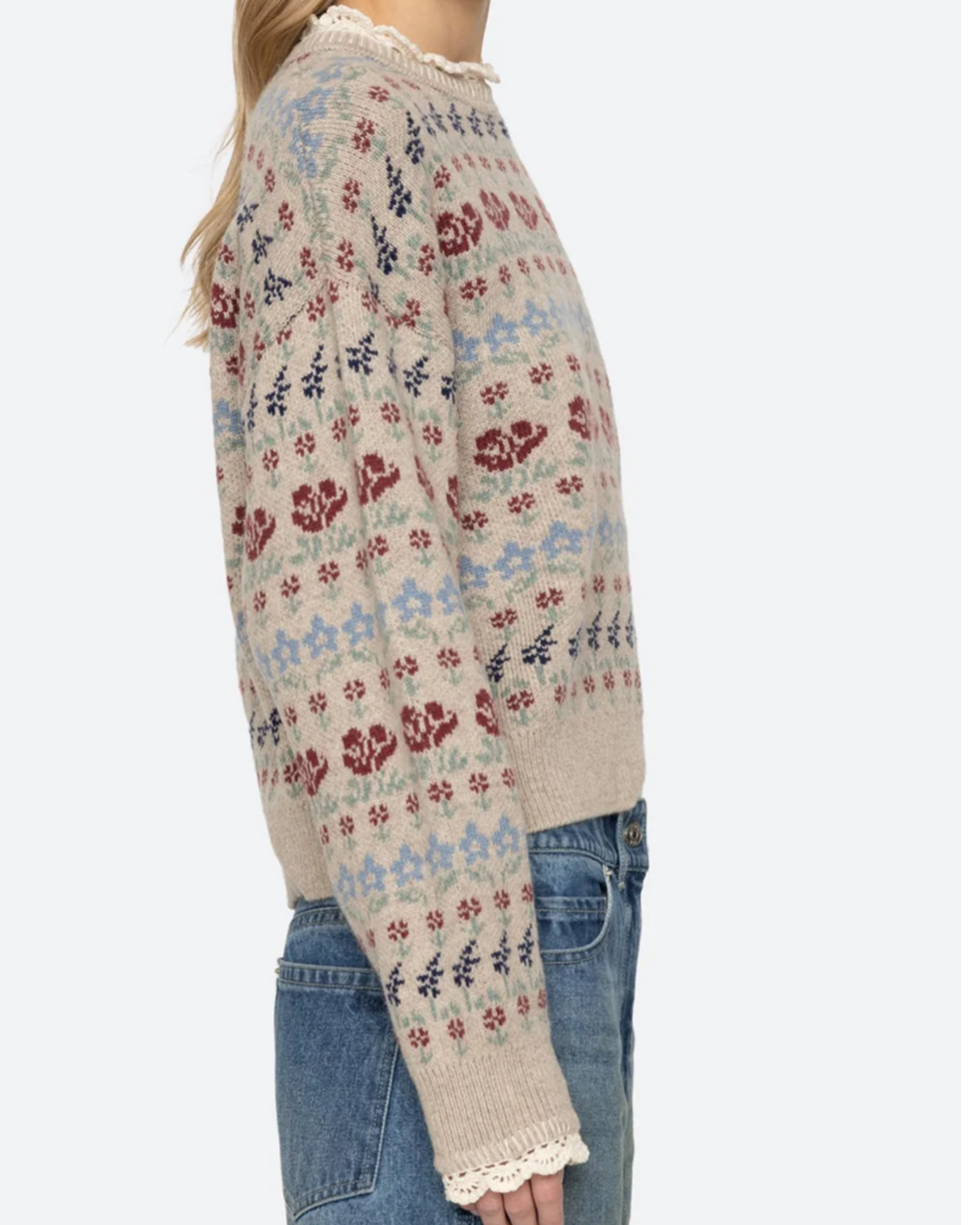 Preston Knit Crew Neck Sweater in Cream by Sea NY
