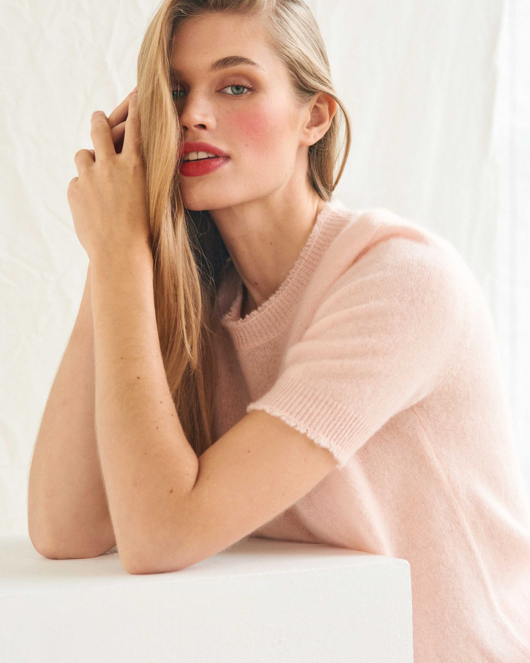 Distressed T-Shirt in Powder Puff by Jumper 1234