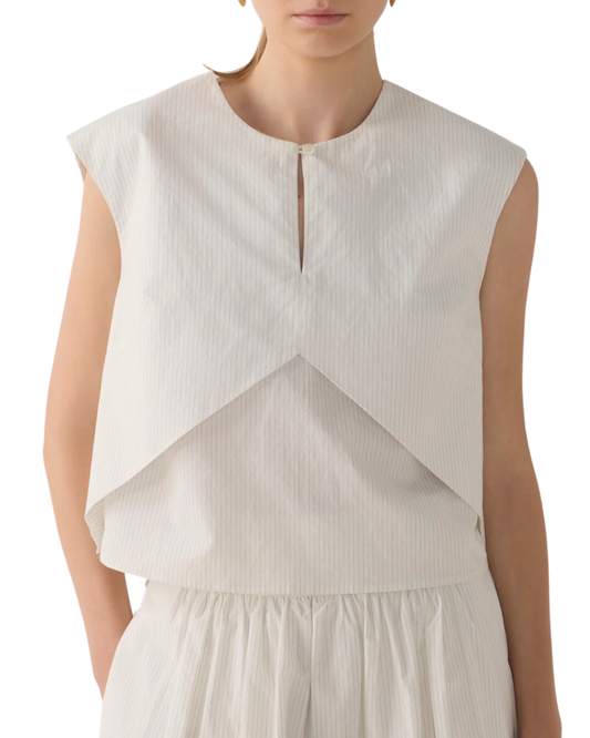 Dakota Top in White Pinstripe Poplin by Foemina