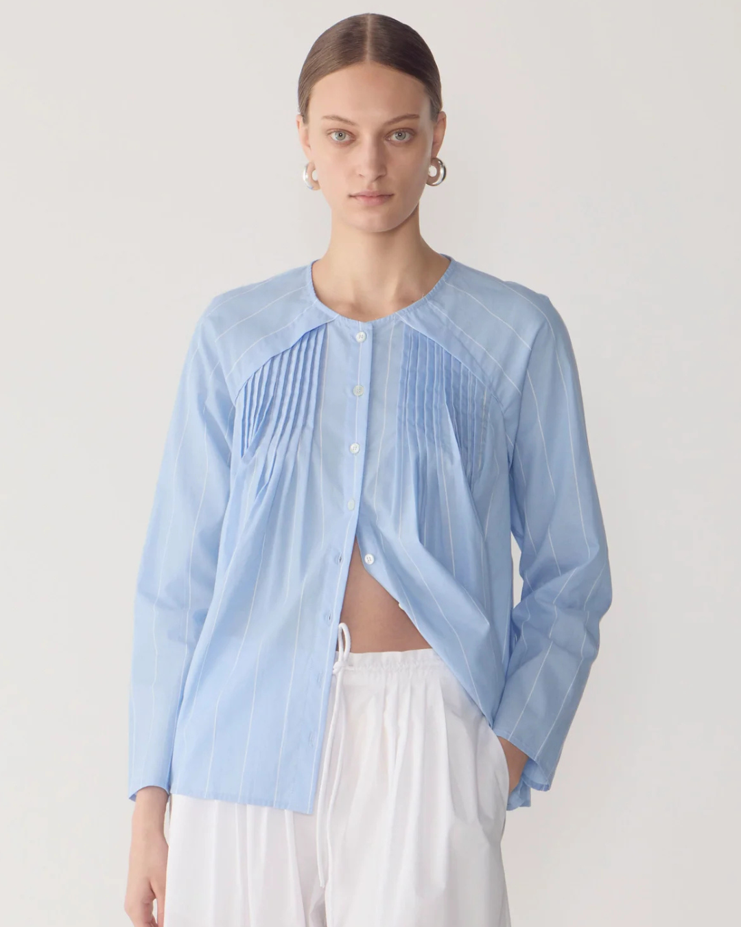Rae Top in Chambray Wide Pinstripe by Foemina