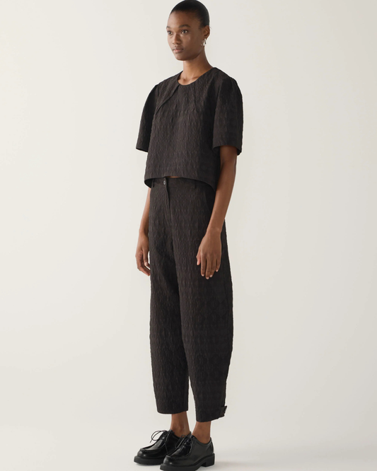 Talia Top in Black Jacquard by Foemina