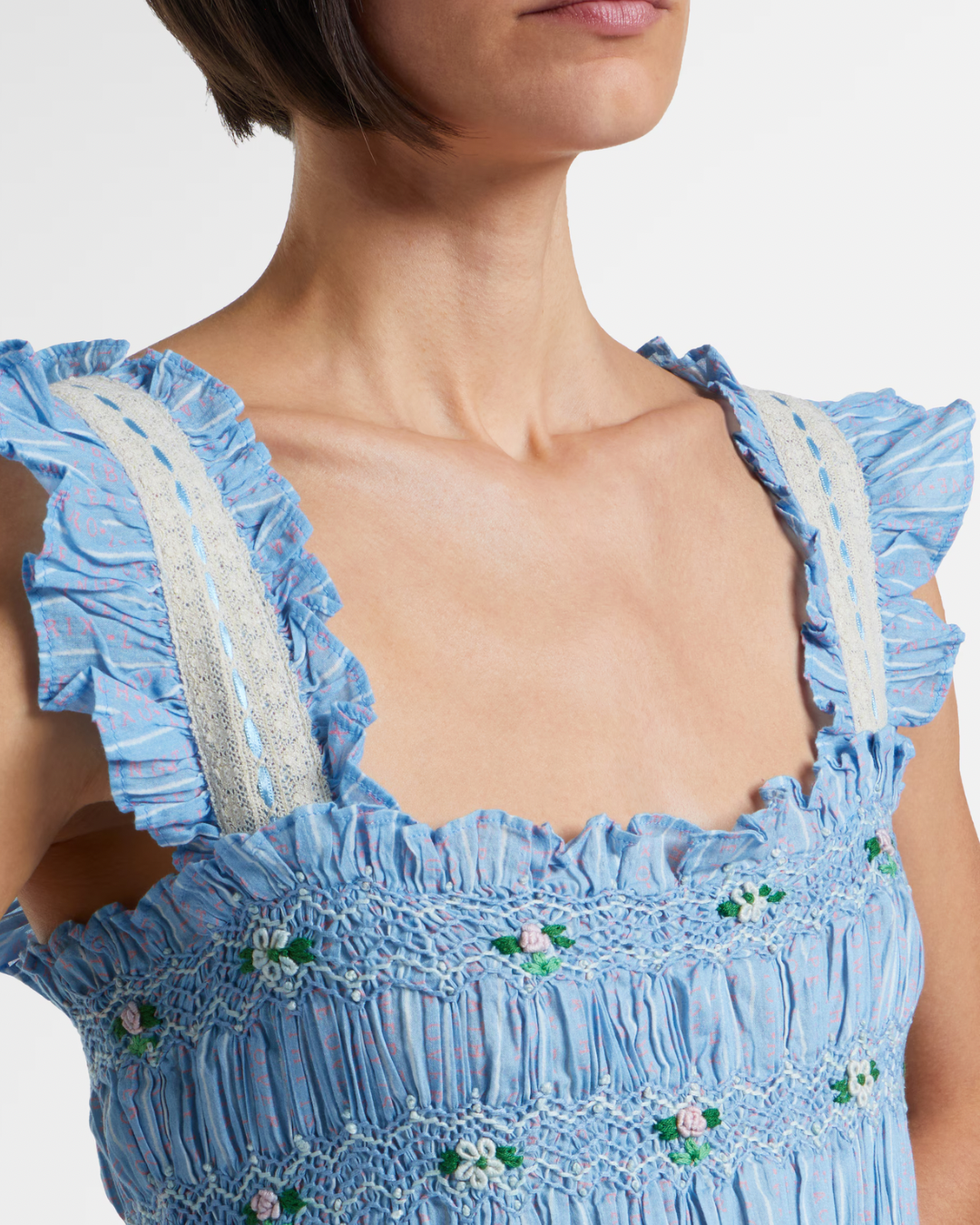 Aubrie Dress in Ikat Writing Blue by RIXO
