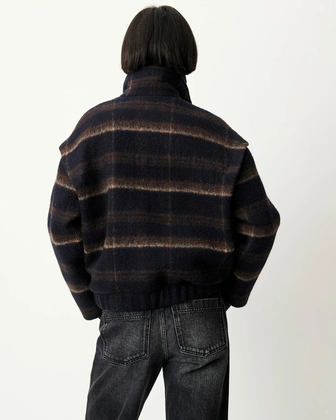 Paolino Coat in Navy Path by Sessùn