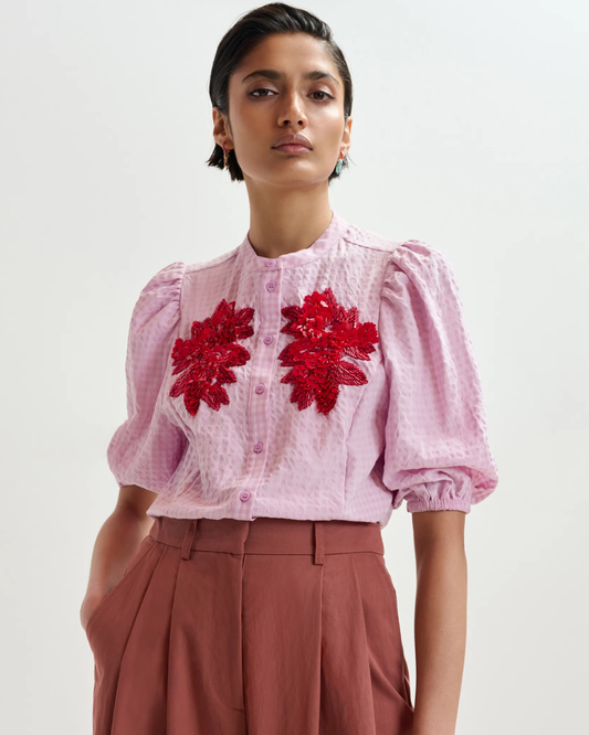 Jaiden Embellished Shirt in Bright Mauve by Essentiel Antwerp