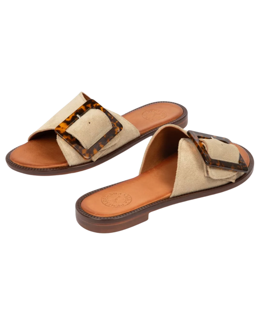 Biarritz Buckle Sandal in Suede by Penelope Chilvers