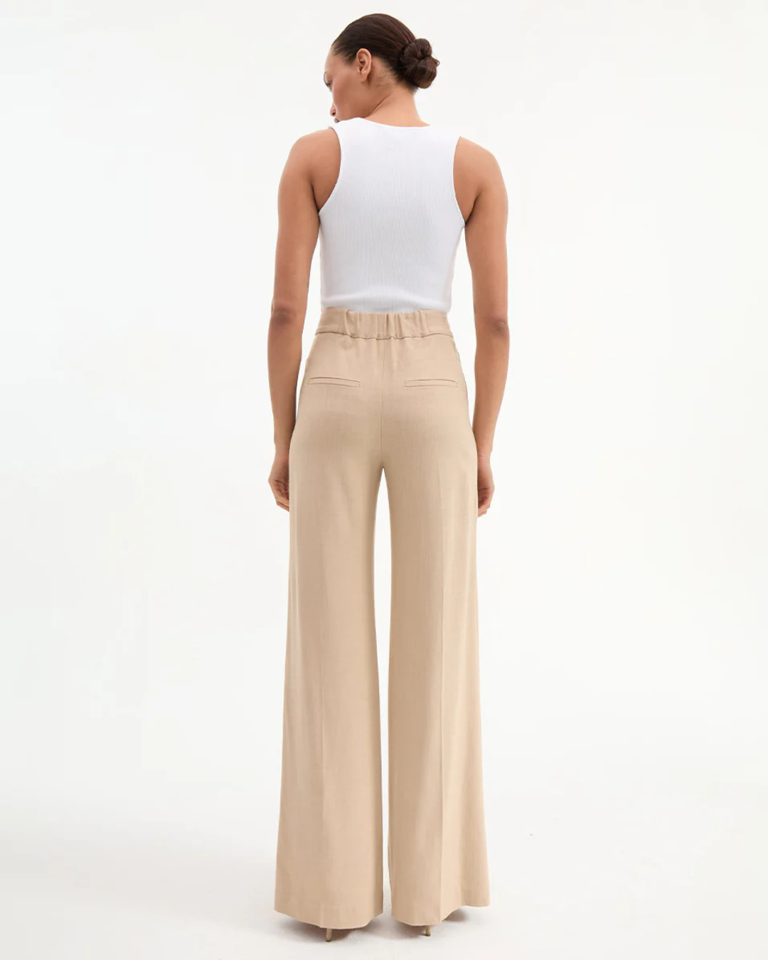 Marbeau Wide Leg Pant in Stone Khaki by Veronica Beard