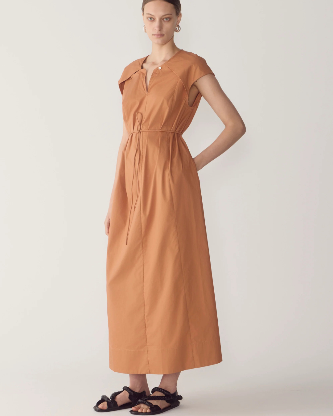 Alma Dress in Brick Poplin by Foemina