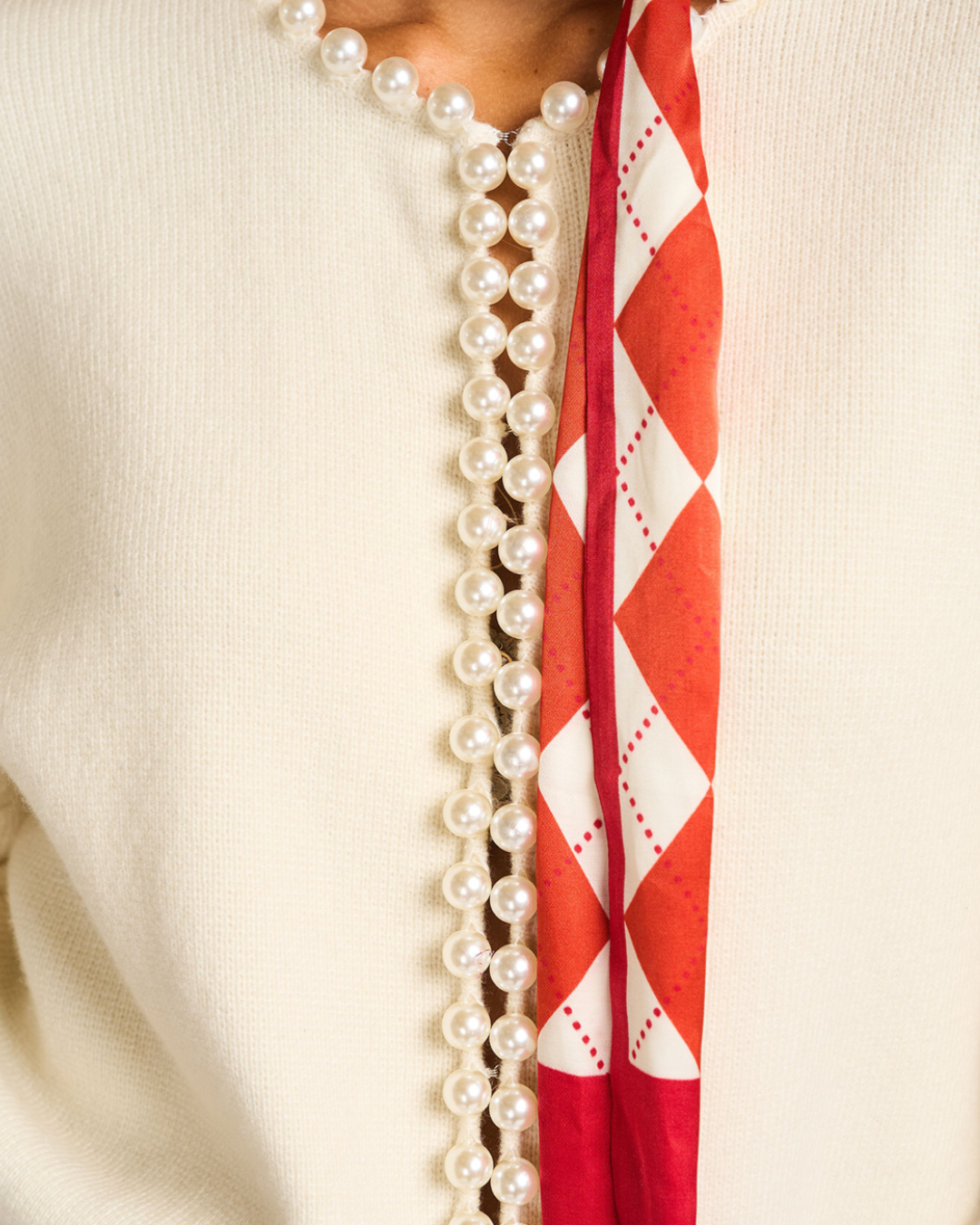 Ideas Cream Pearl Embellished Knit Cardigan by Essentiel Antwerp
