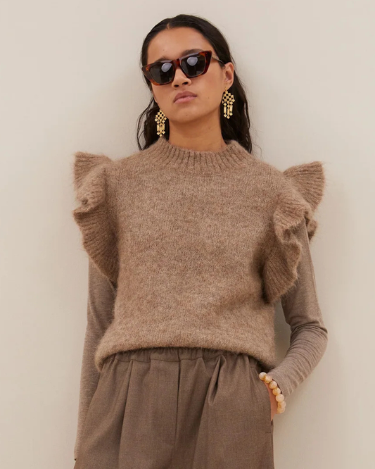 Fossy Spencer Knit Vest in Biscuit Melee by by-bar