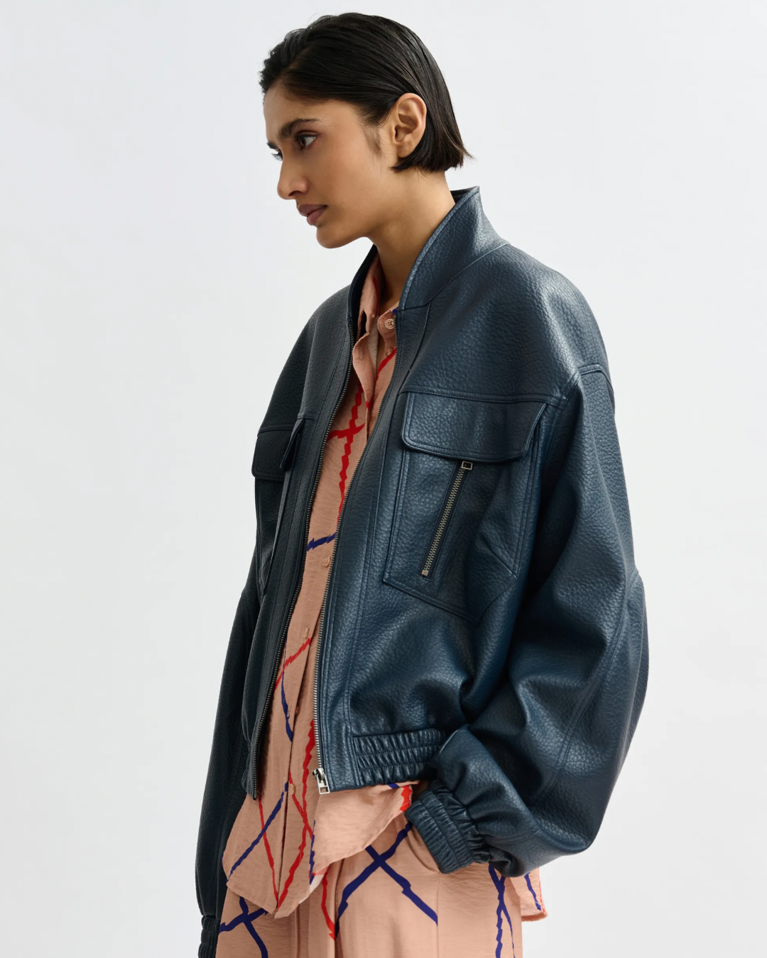 Jalapeno Oversized Bomber in Classic Navy by Essentiel Antwerp