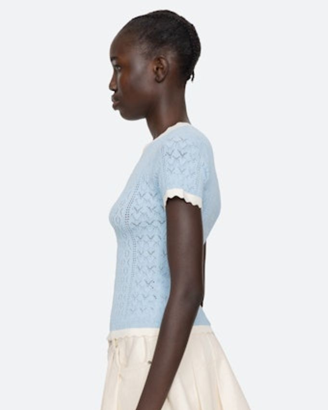 Georgia Knit Short Sleeve Top in Blue by Sea NY