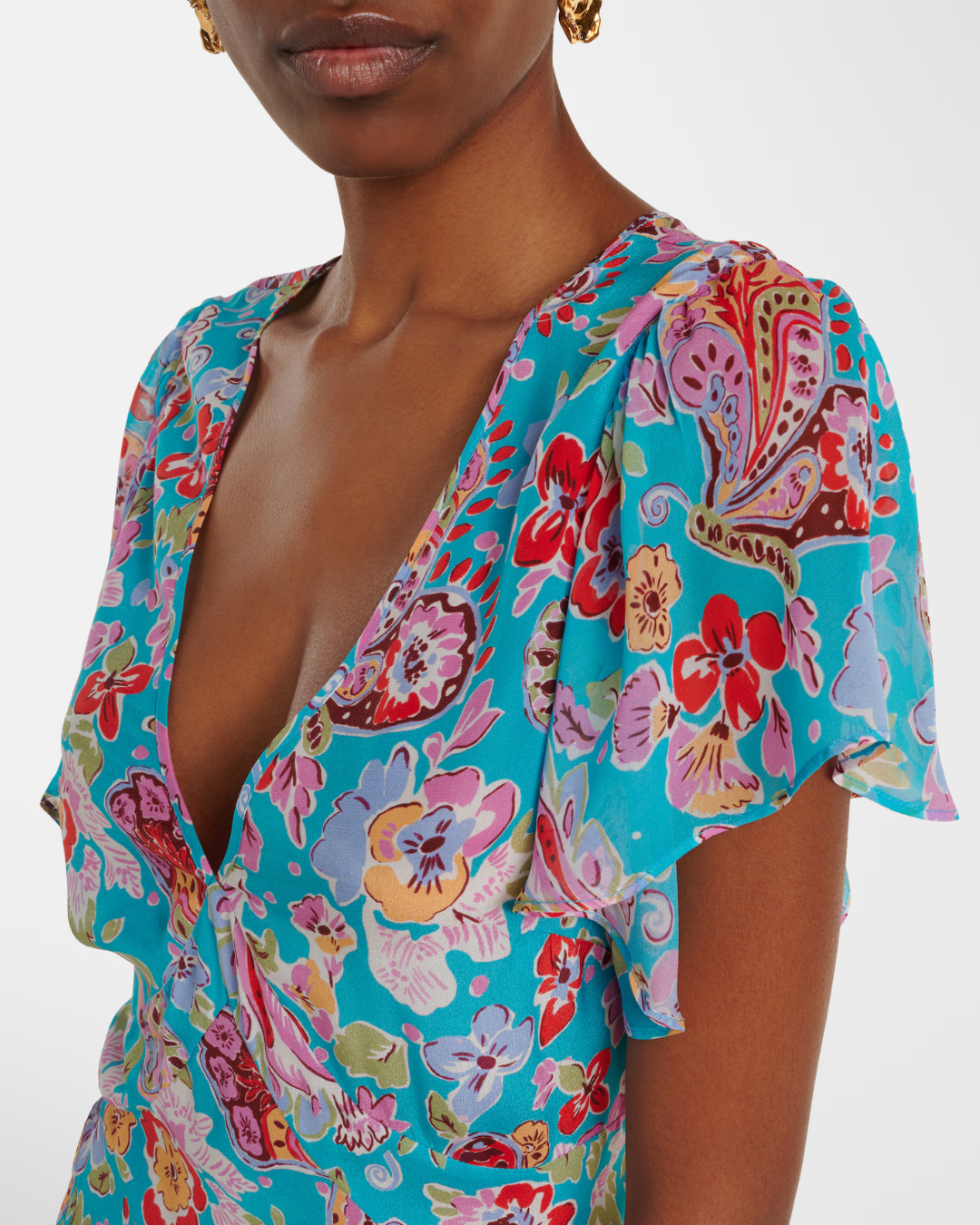 Evie Dress in Cara Floral Turquoise by RIXO