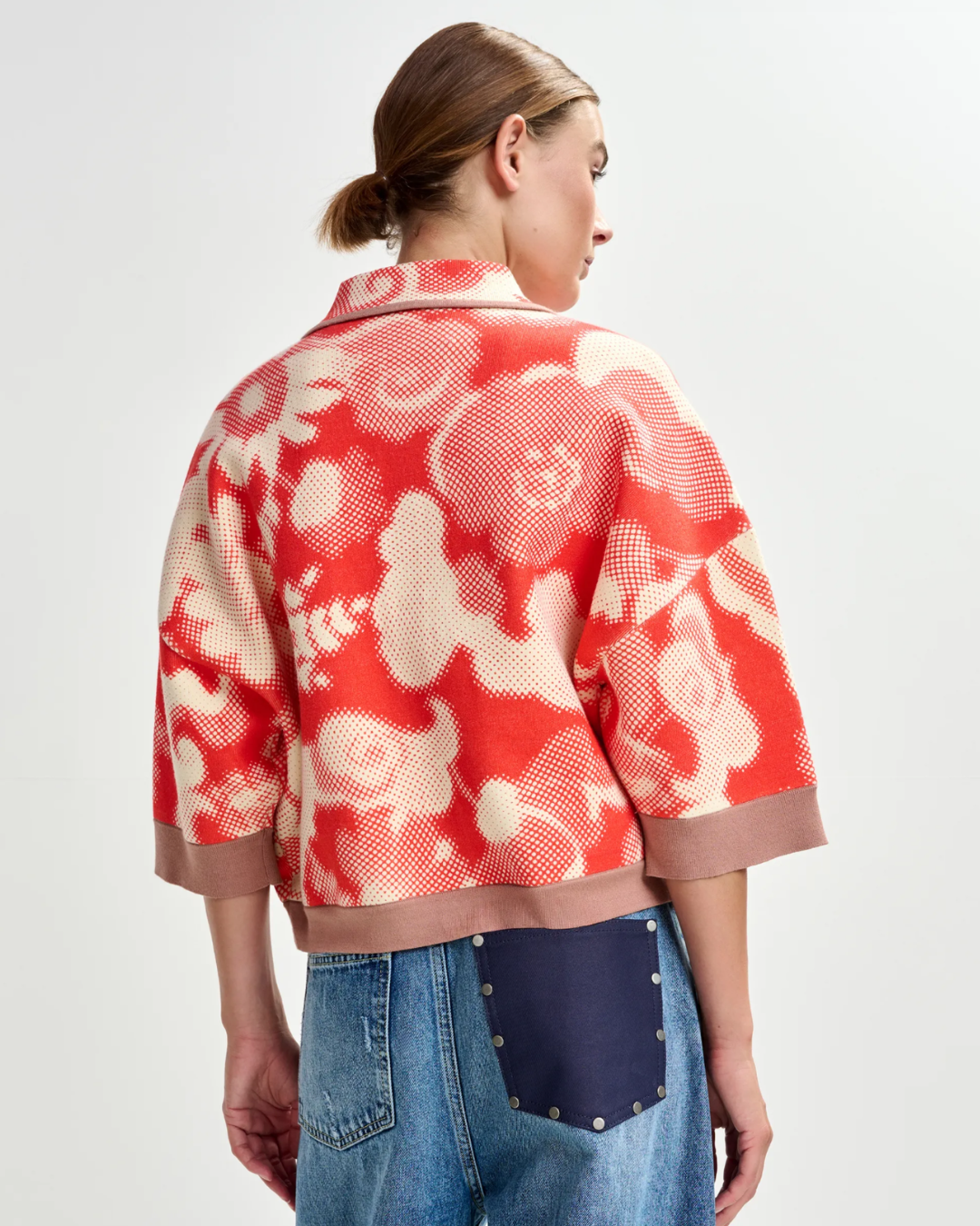 Joly Printed Knit Jacket in Orange Brulee by Essentiel Antwerp