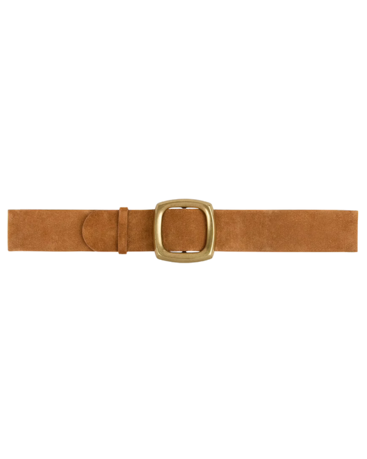 Bianca Wide Suede Belt in Cognac by BA&SH