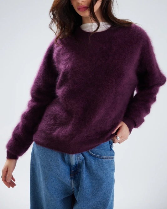 Brushed Mavis Crew Jumper in Elderberry by Colorush