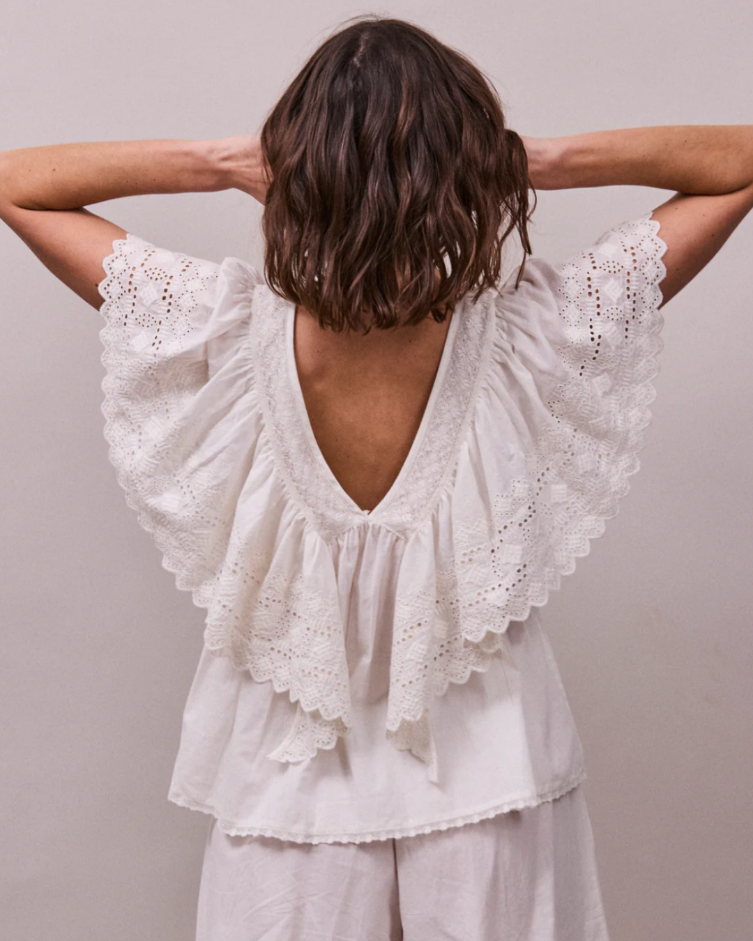 Camelia Top in Vintage White by FAUNE