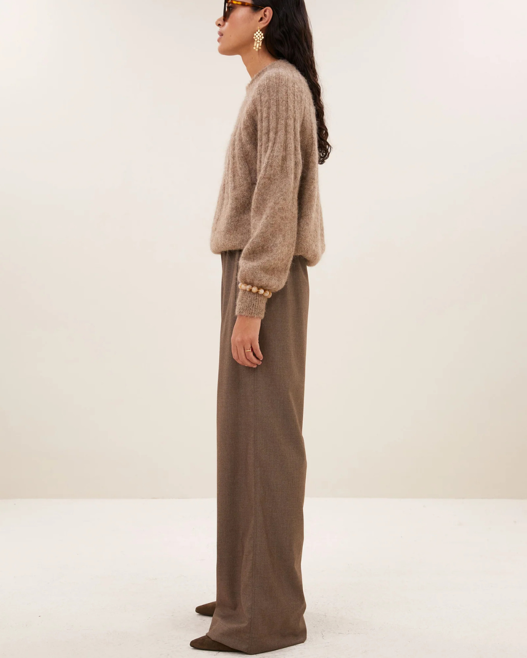 Benji Melange Pants in Biscuit Melee by by-bar