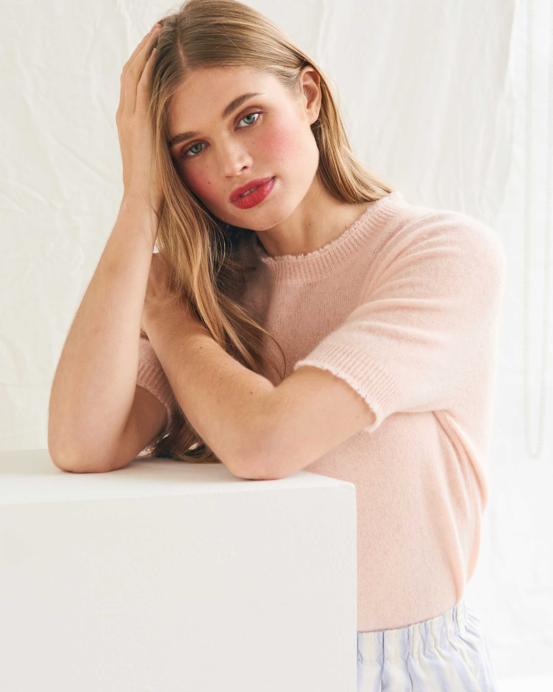 Distressed T-Shirt in Powder Puff by Jumper 1234