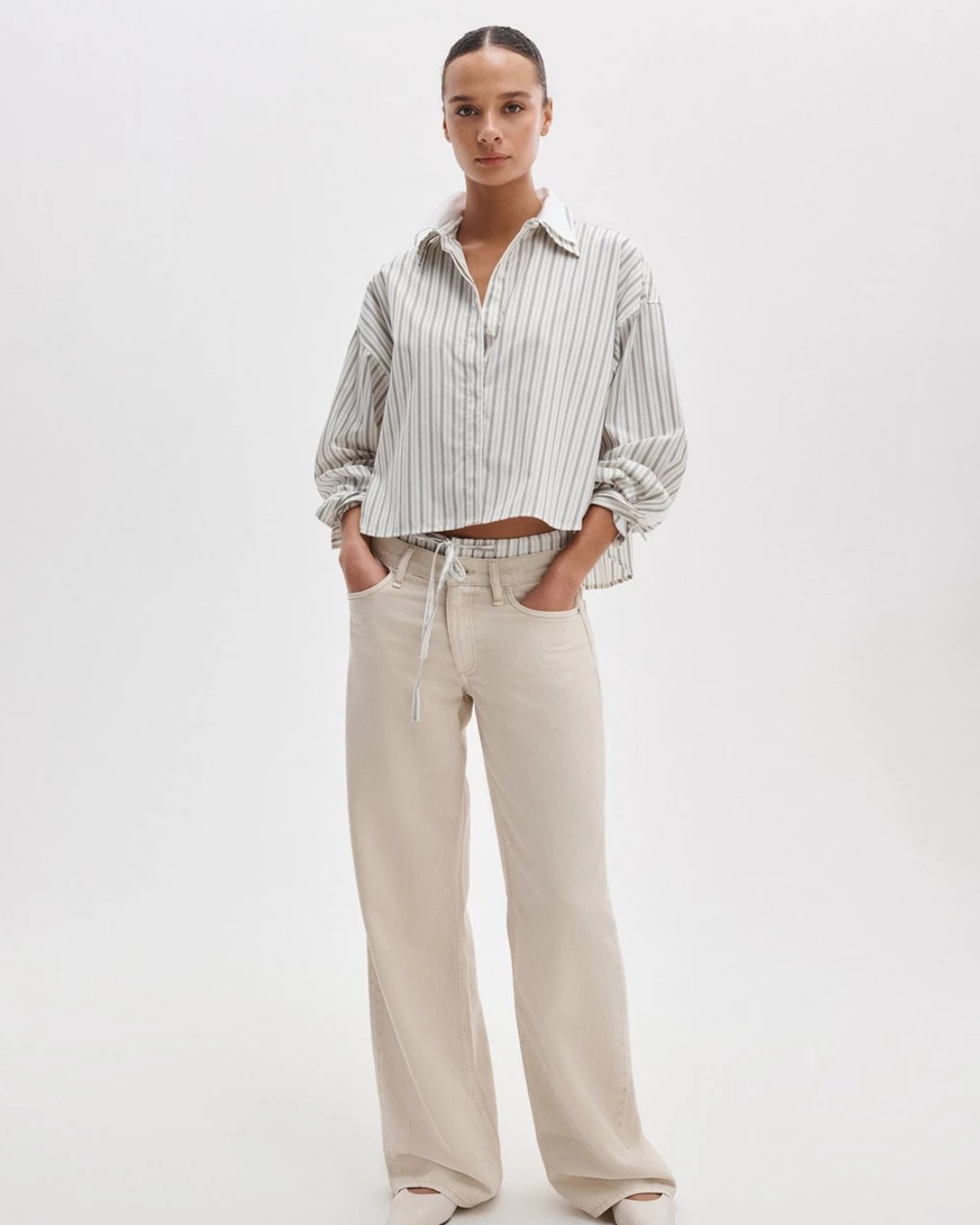 Marin Stripe Layered Shirt in Cream Stripe by Rag & Bone
