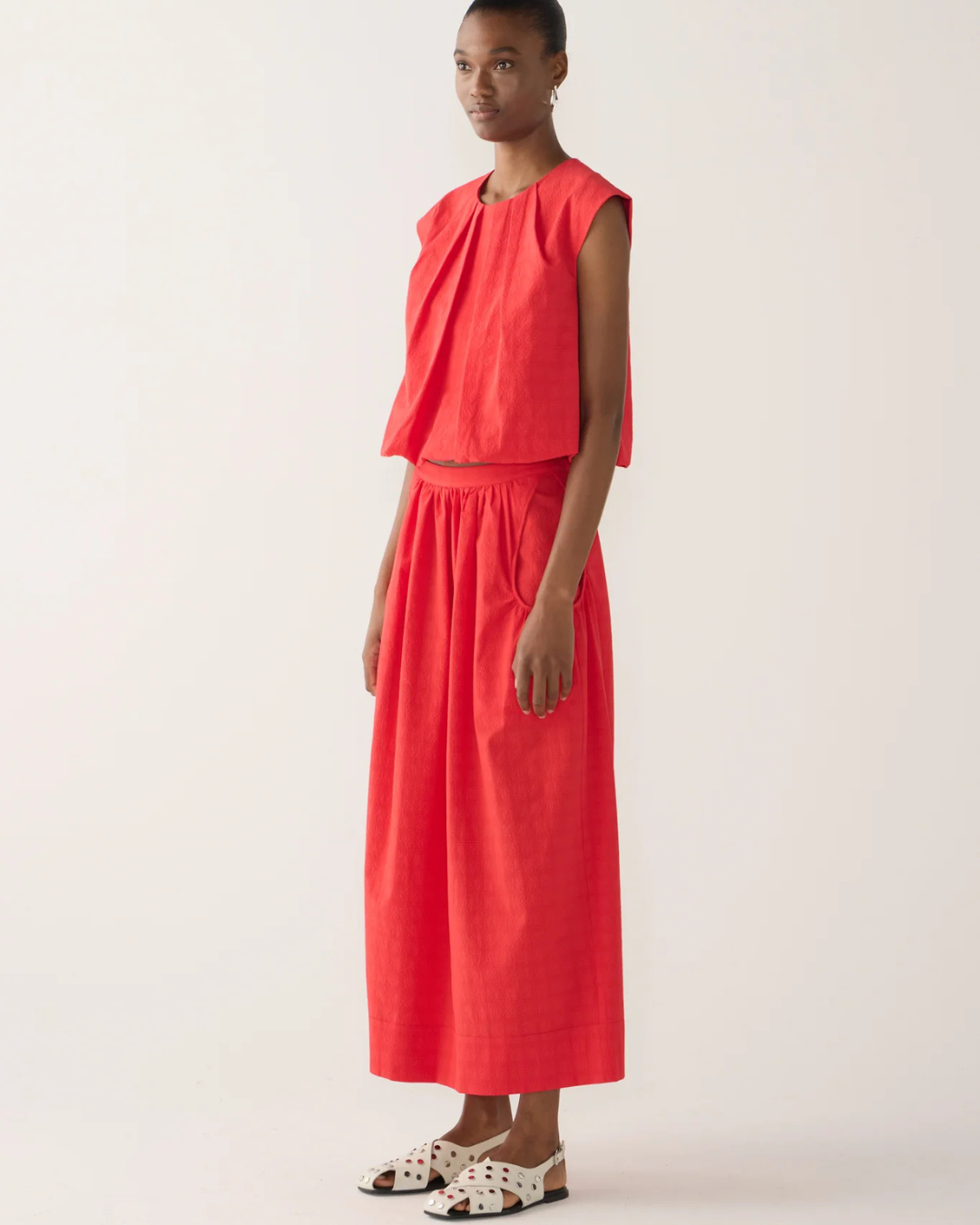 Jewel Top in Red Seersucker by Foemina