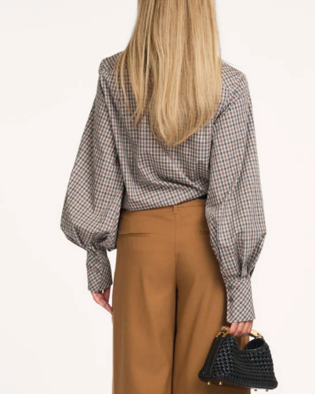 Kalmia Rhinestone Embellished Checked Cotton Shirt in Steel Pulse by Essentiel Antwerp