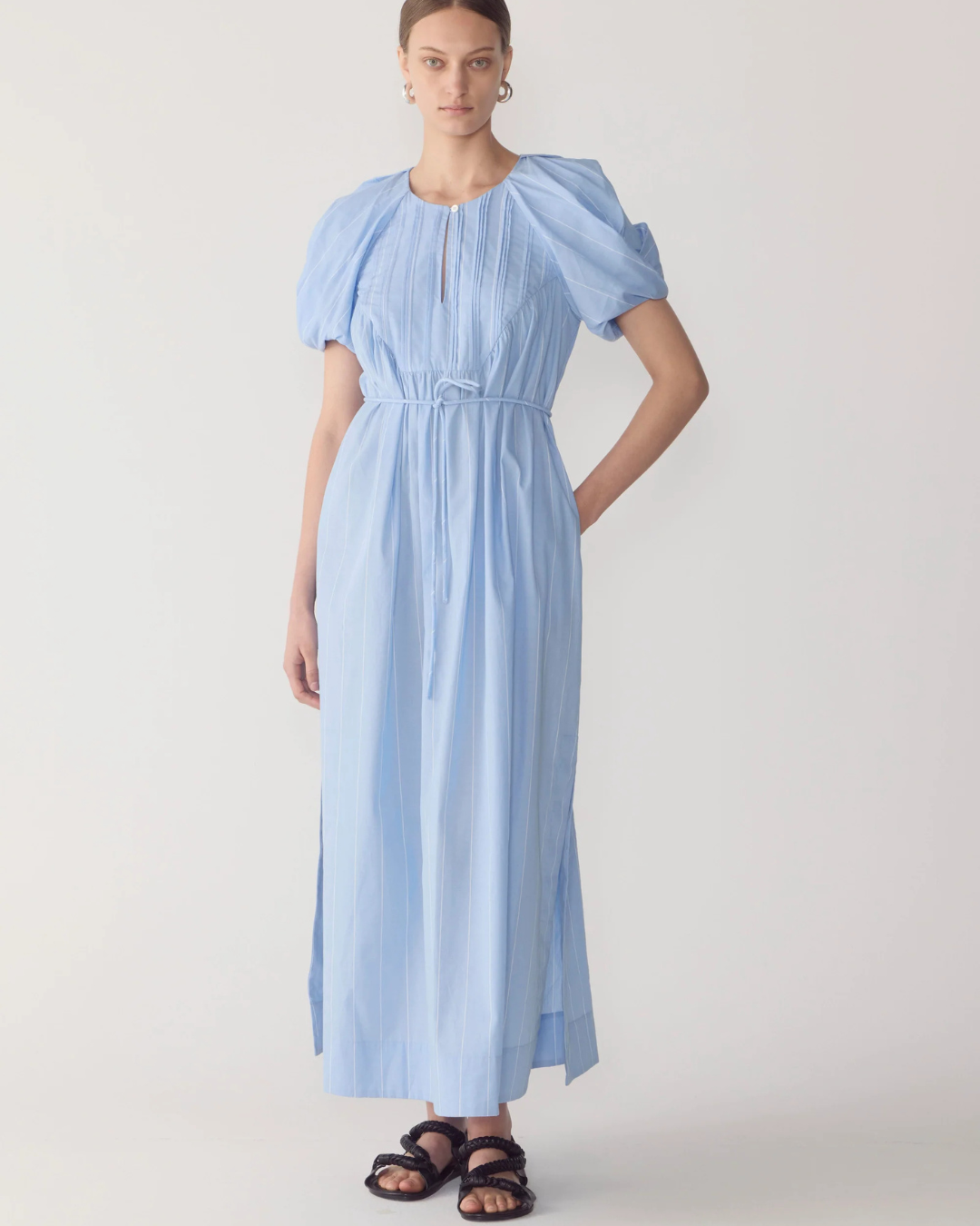 Raven Dress in Chambray Wide Pinstripe by Foemina