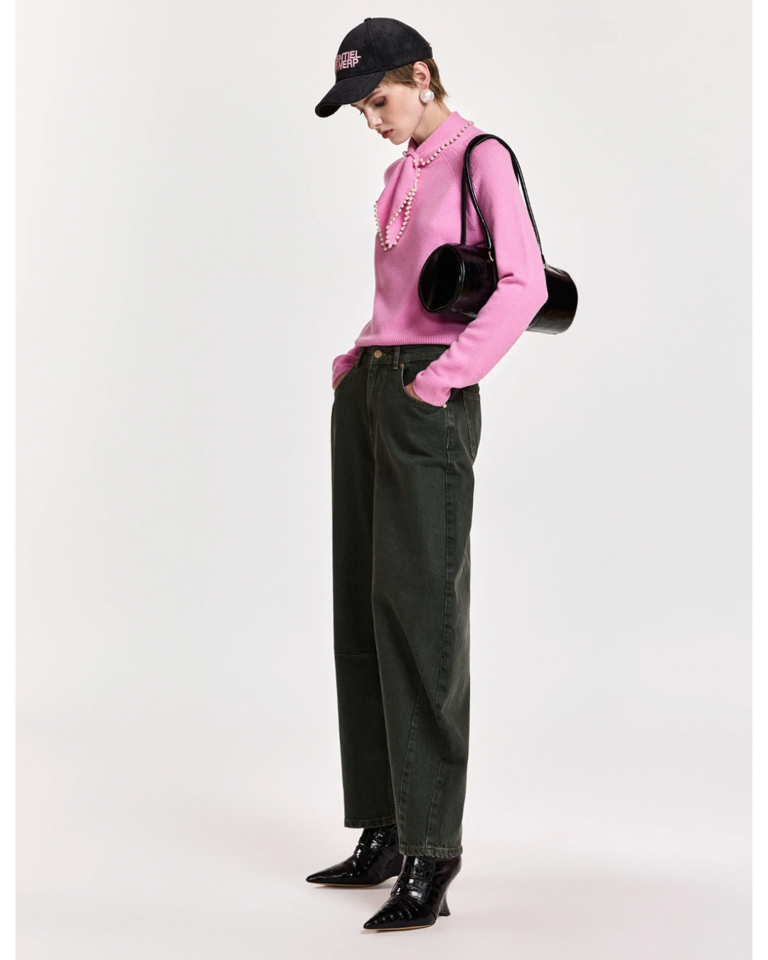 Kokos Barrel Leg Jeans in Green by Essentiel Antwerp