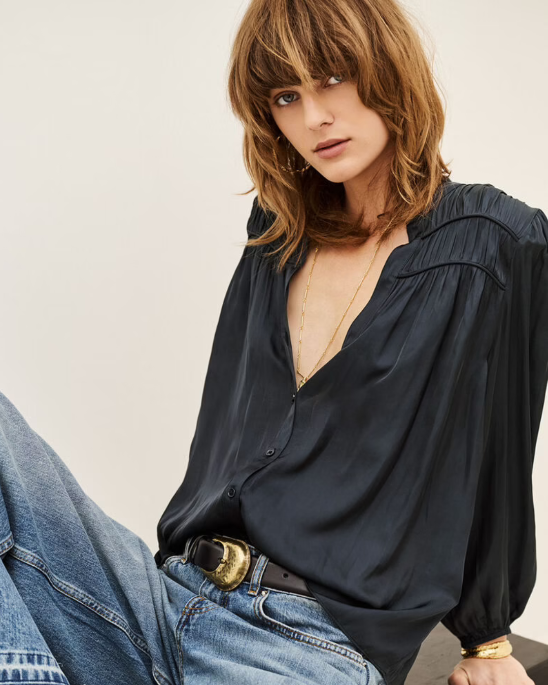 Cessia Blouse in Navy by BA&SH