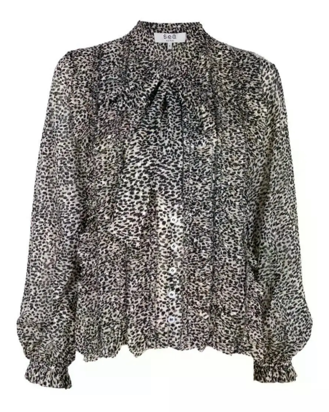 Charlize Print Long Sleeve Bow Top by Sea NY